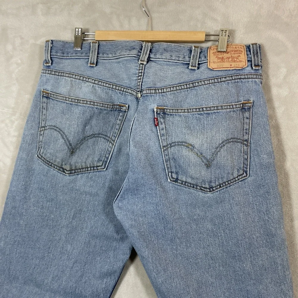Y2K Levis 505 Jeans Mens 38x34 (fit 38x32) Distressed Light Wash Grunge Vtg 2005